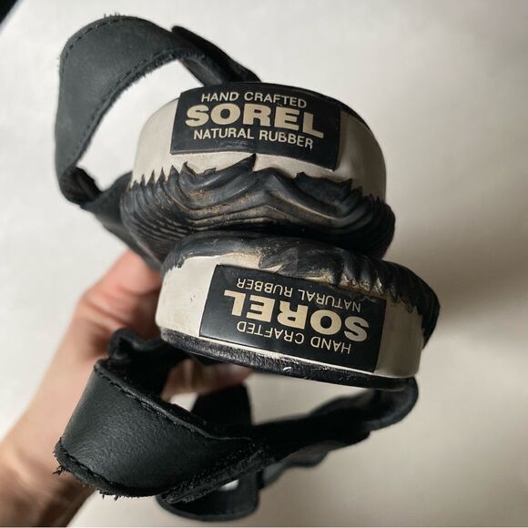 SOREL Women's Out ‘N About Plus leather black flats sandals sling back 8 - Picture 6 of 8